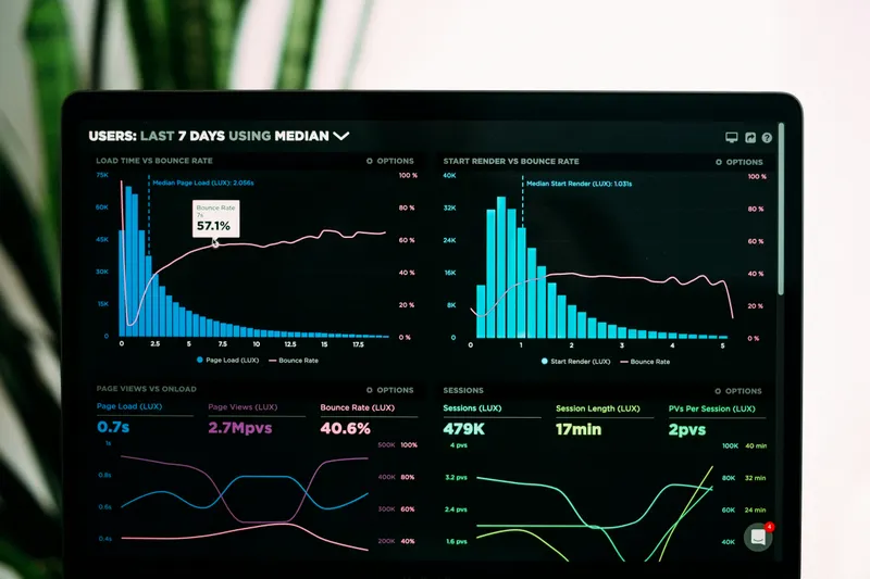 Tableau de bord de données analytiques sur un écran